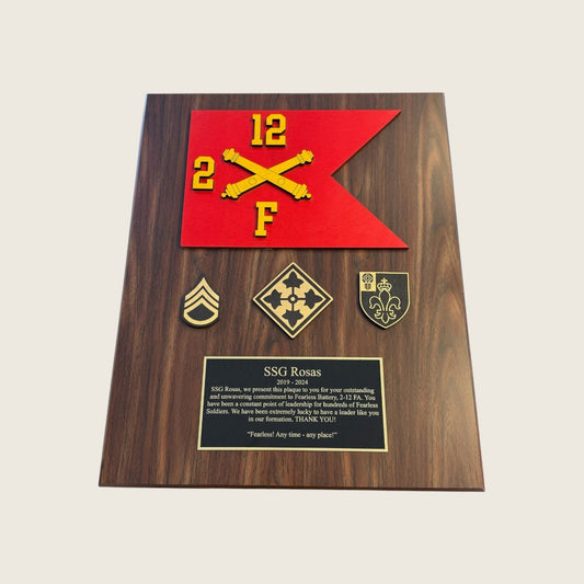 Military Unit Guidon Plaque w/ Large Engraved Plate 16"x20"