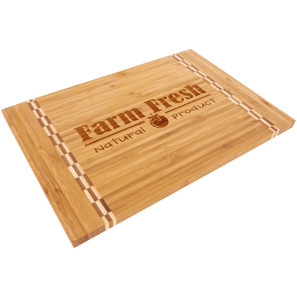 engraved cutting board display side angle