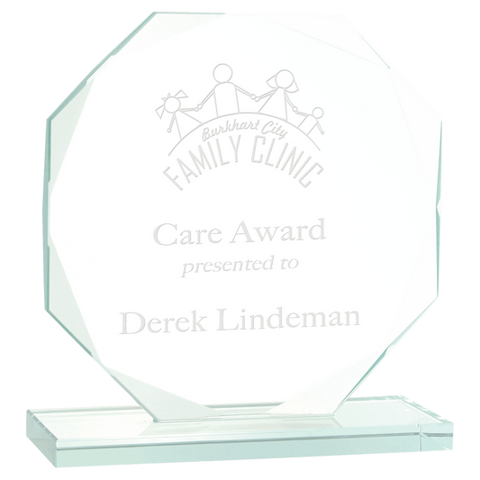 octagon jade glass award engraved