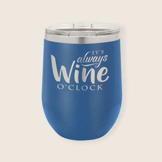 engraved blue wine cup