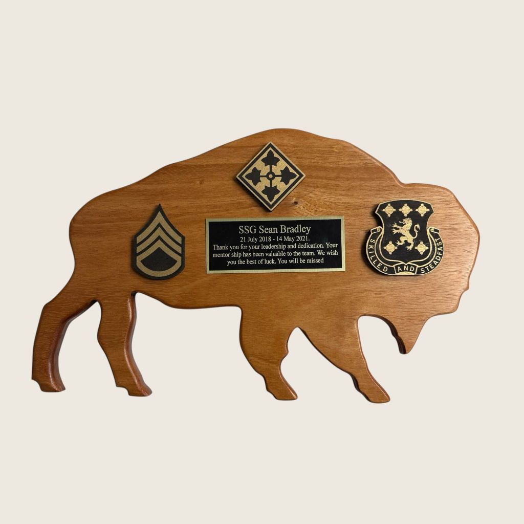 Bison Plaque - Mahogany