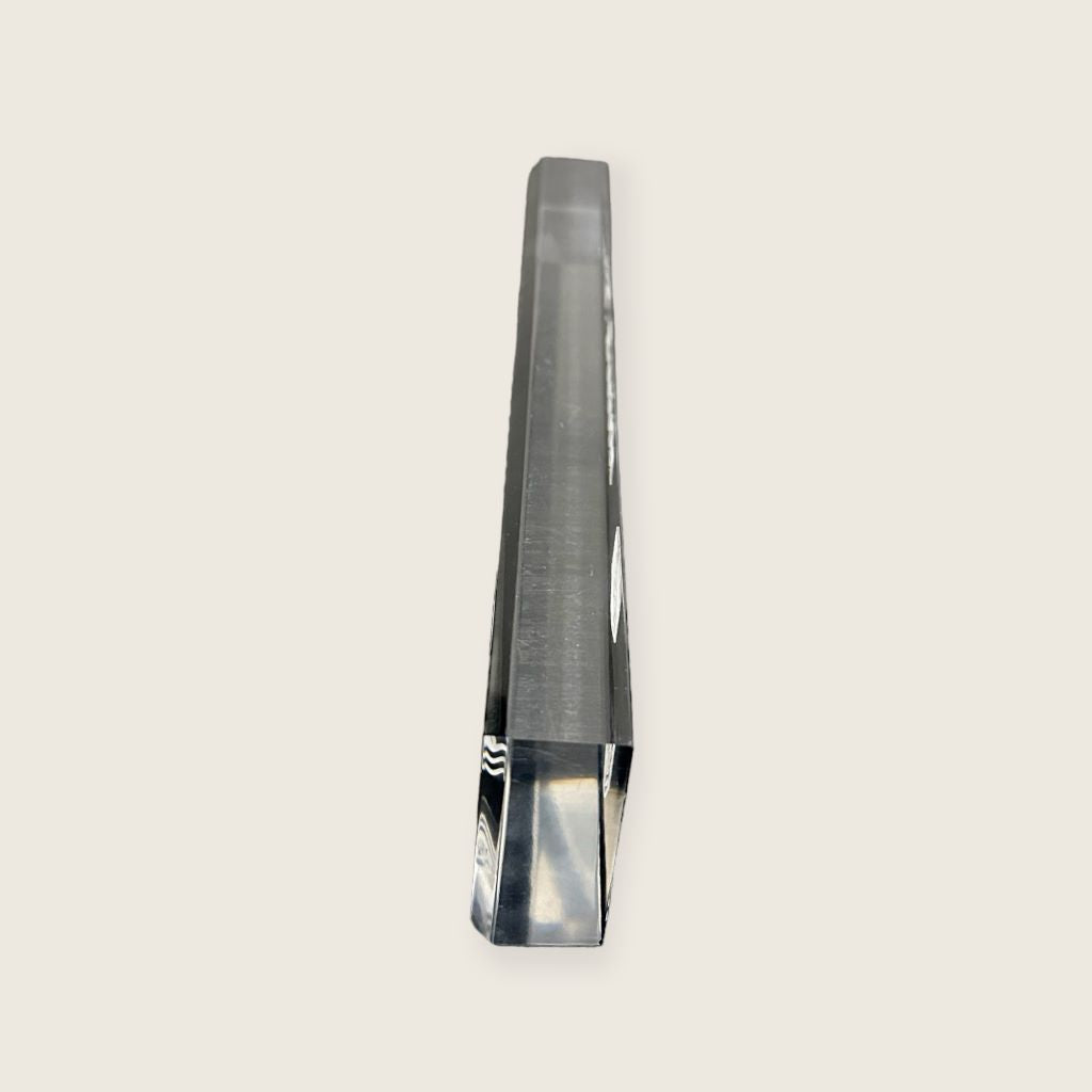 black acrylic desk wedge side view