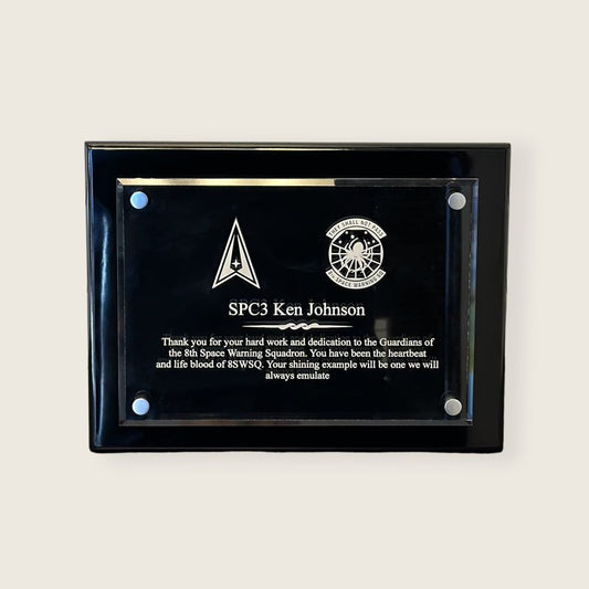 engraved floating acrylic plaque