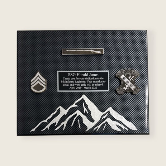 army engraved mountain plaque