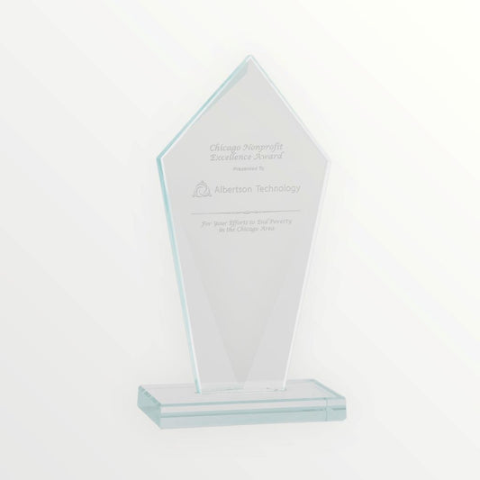 small diamond jade glass award engraved