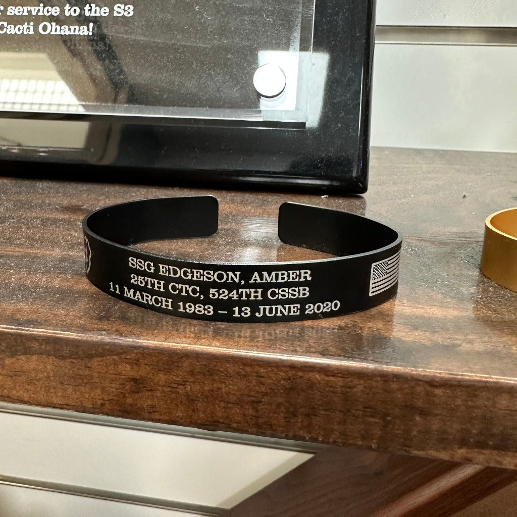 memorial bracelet on shelf