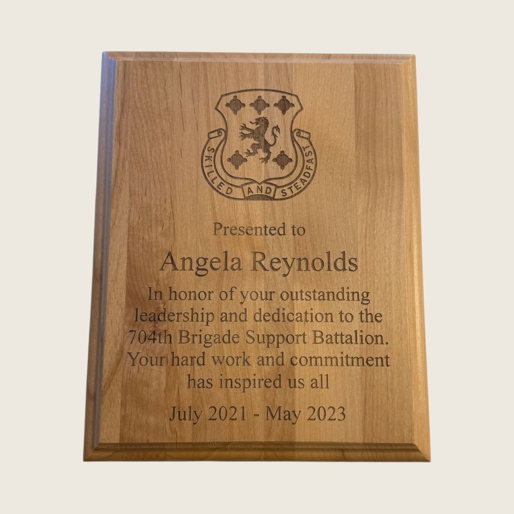 red alder wood engraved plaque