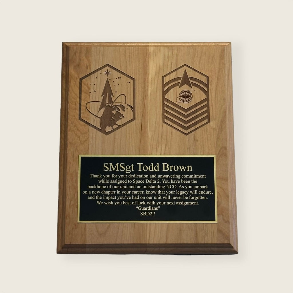 10.5" x 13" red alder display plaque