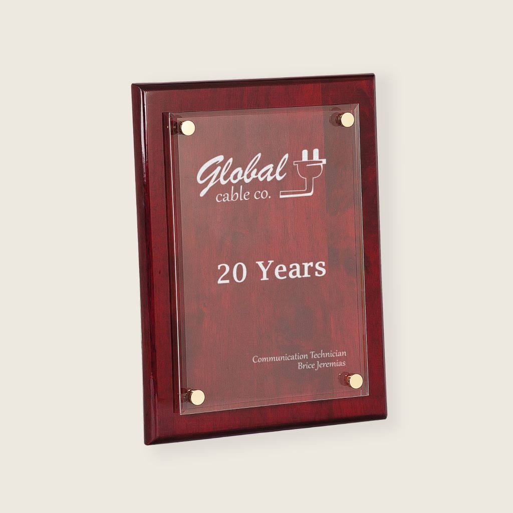 engraved rosewood floating acrylic plaque