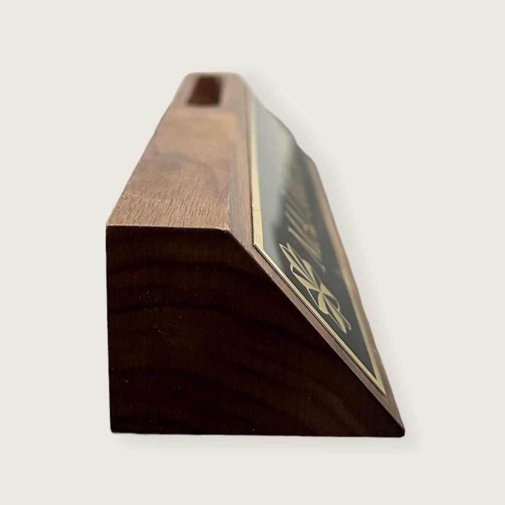 walnut desk wedge side view