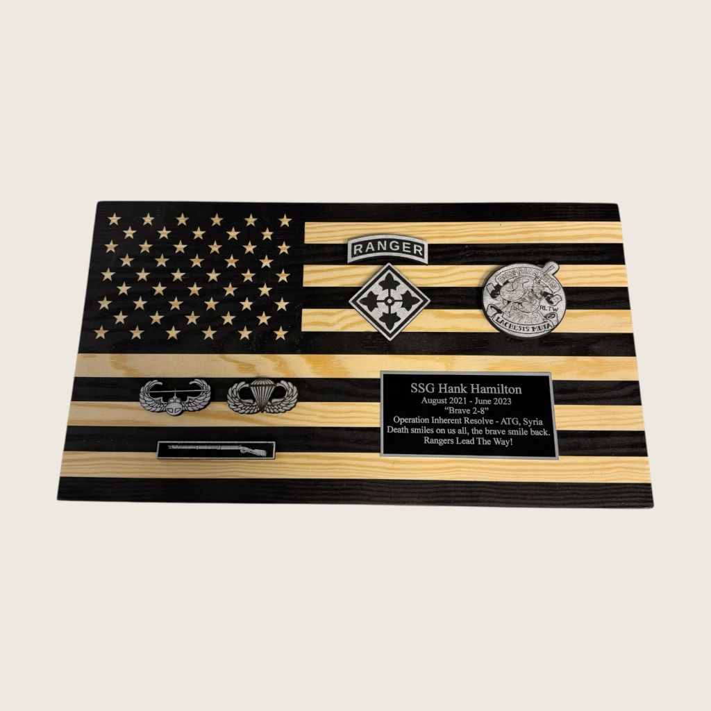 Wood Flag Plaque - Black