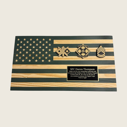Wood Flag Plaque - Military Green