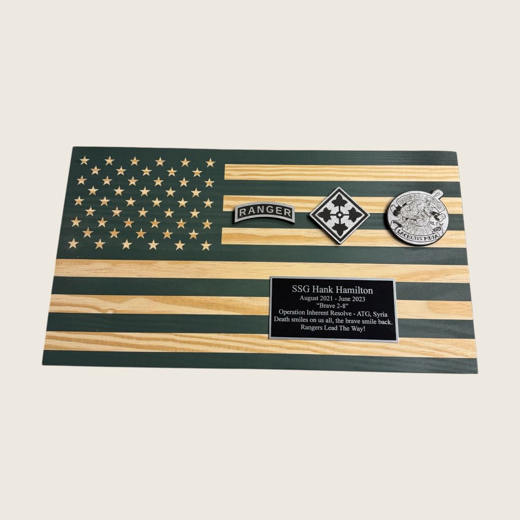 Wood Flag Plaque - Military Green