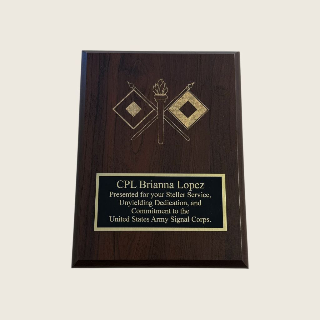 6x8 cherry engraved half plate plaque