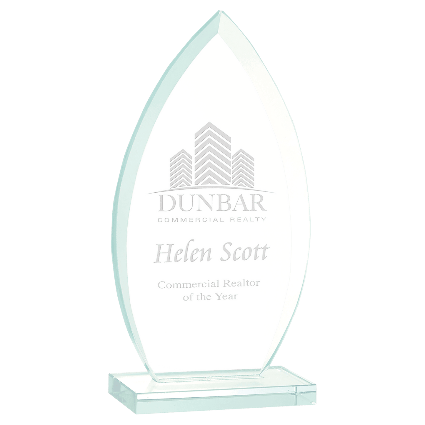 oval jade glass award engraved