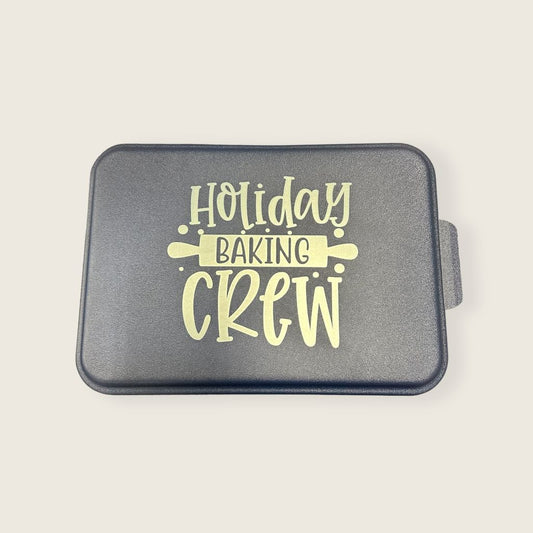 engraved blue cake pan