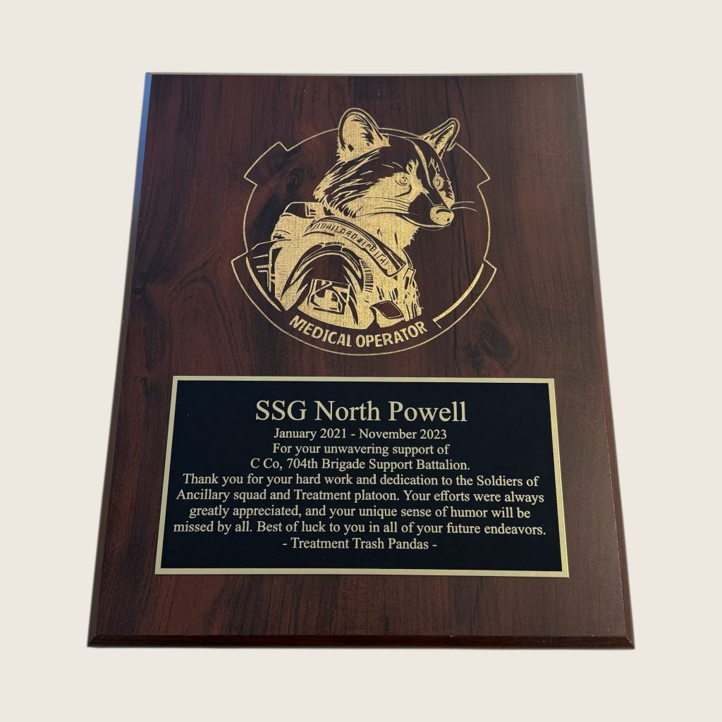 10x13 engraved half plate plaque
