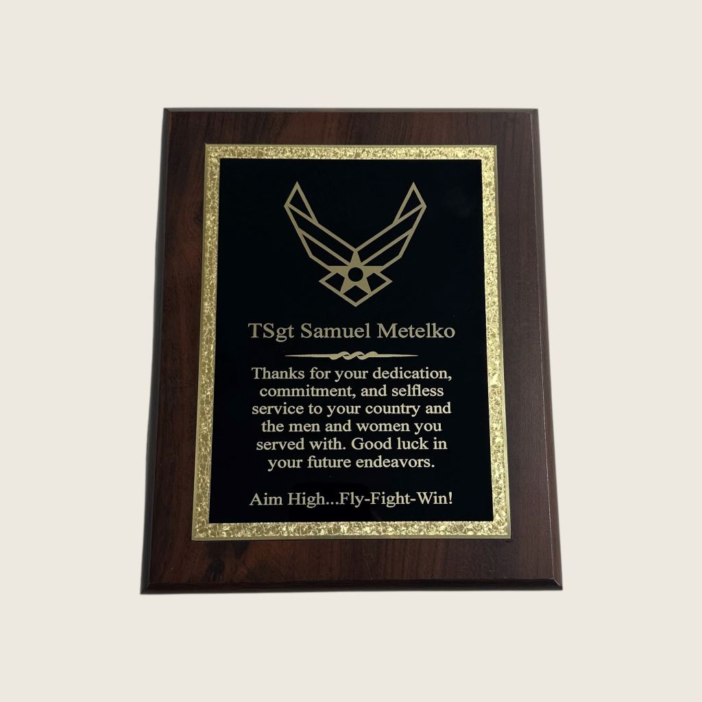 Plaque w/ engraved full plate 8"x 10"