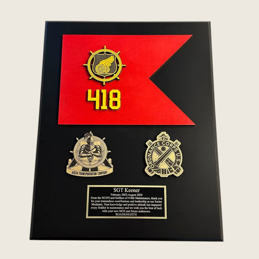 transportation unit guidon flag plaque