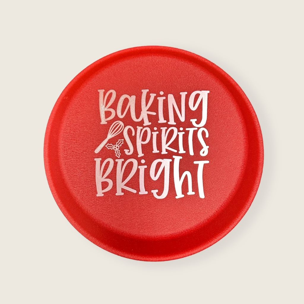 Engraved Red pie pan display