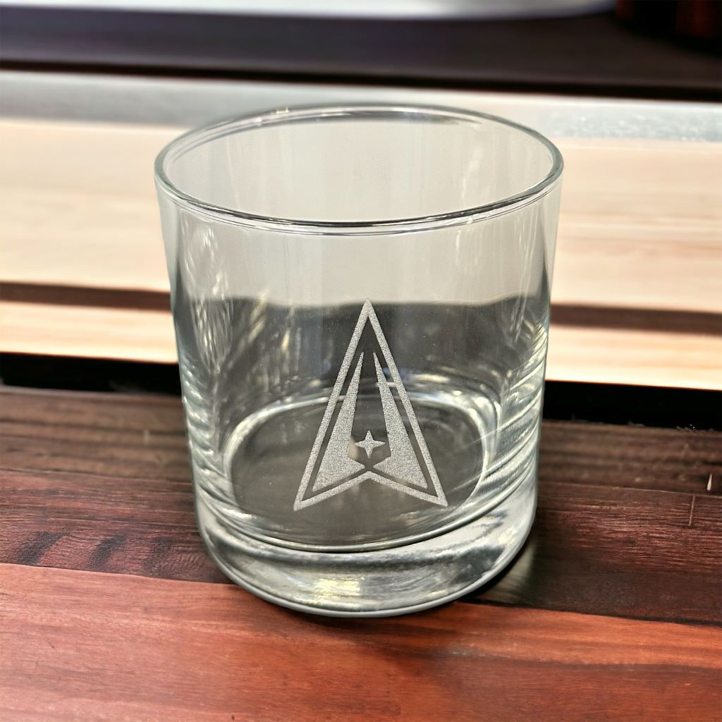 whiskey glass displayed on counter top