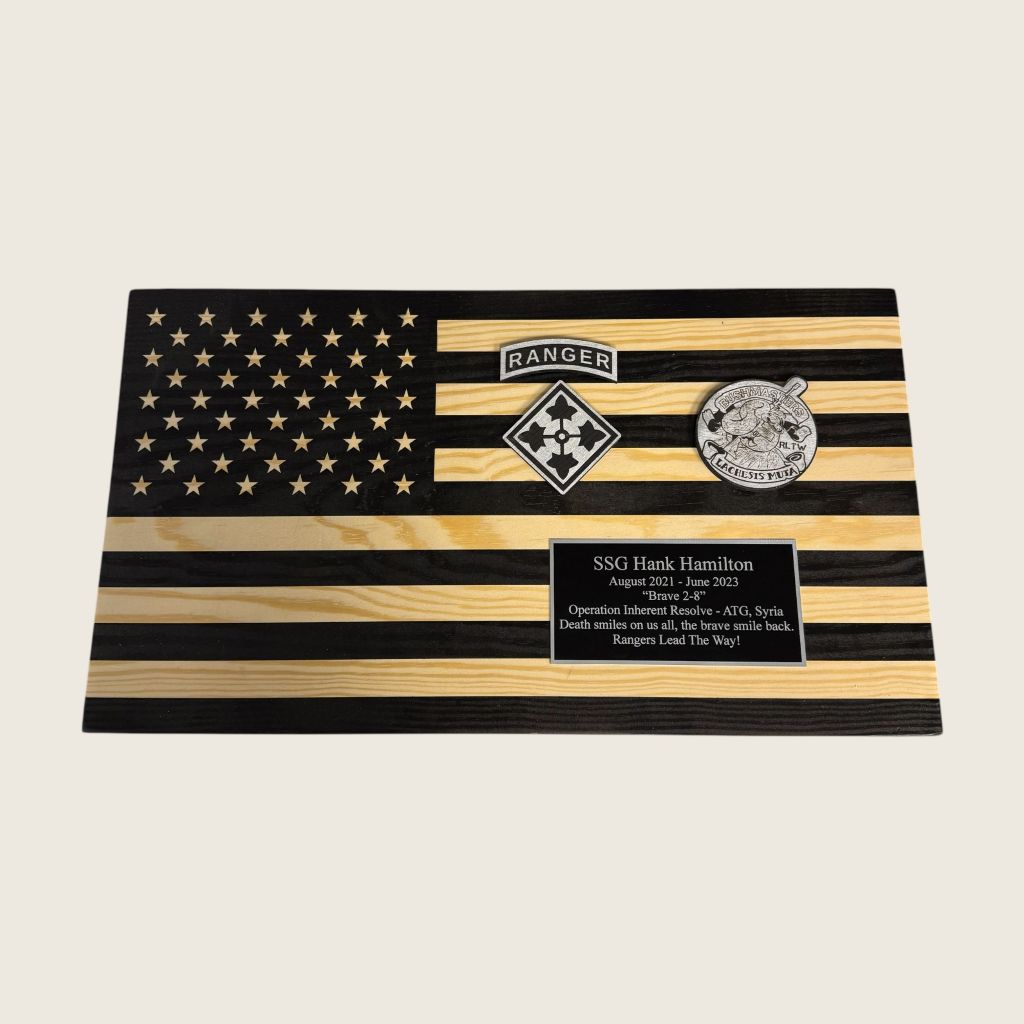 Wood Flag Plaque - Black