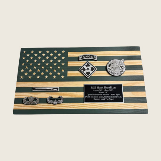 Wood Flag Plaque - Military Green