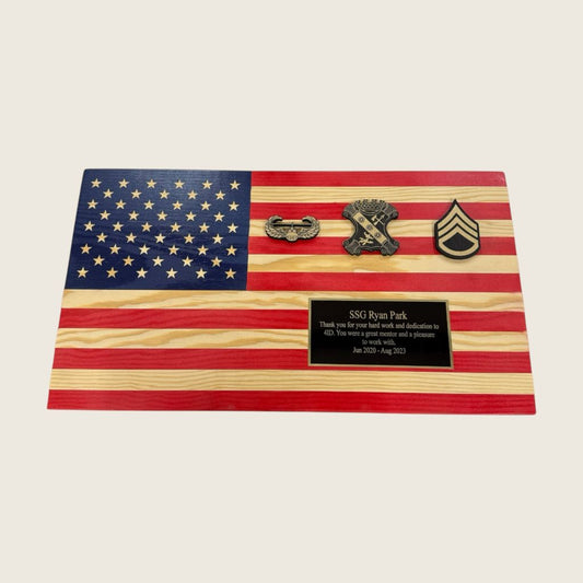 Wood Flag Plaque - Red White & Blue